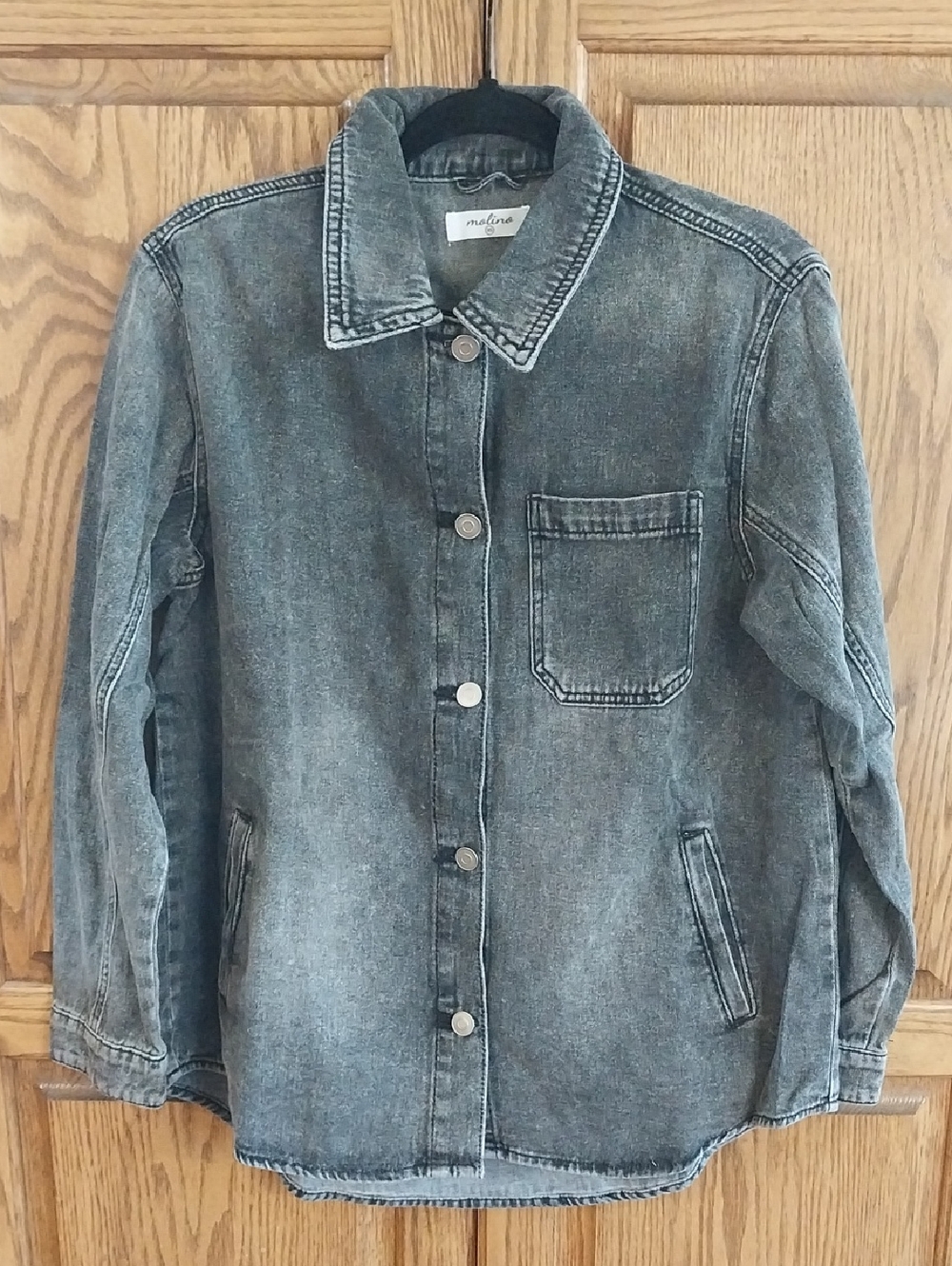 Molina NWT Denim Shacket Utility Jacket Size XS Charcoal Gray Gorpcore Pockets